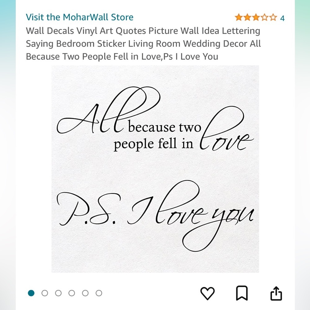BNWT Wall Decor - All Because Two People Fell in Love- Large